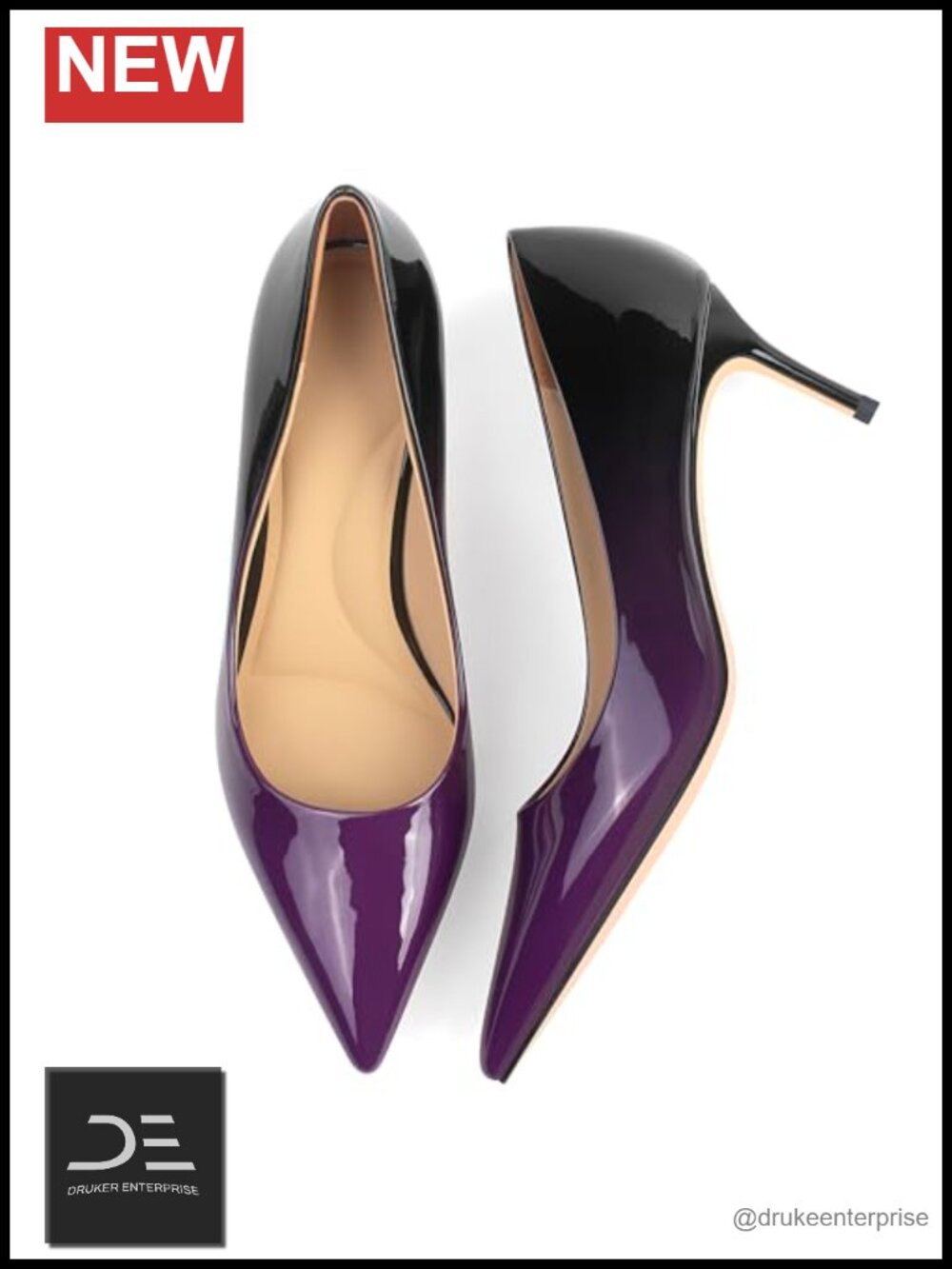 Women's Kitten Heel Pumps Gradient Patent Leather 2.25" Stiletto Dress Wedding